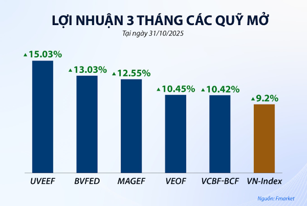 lợi nhuận quỹ mở 3 tháng gần nhất