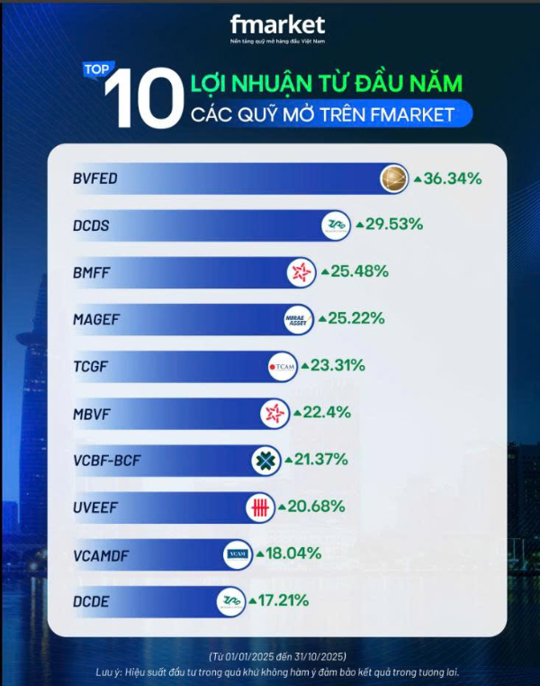 lợi nhuận quỹ mở từ đầu năm